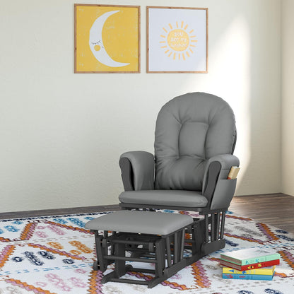 Premium Hoop Glider & Ottoman, Espresso/Gray Swirl - Colors A