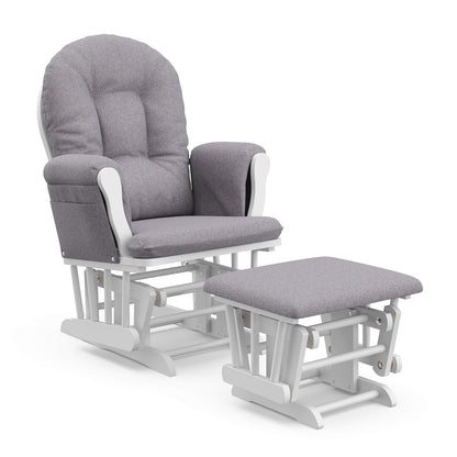 Premium Hoop Glider & Ottoman, Espresso/Gray Swirl - Colors A