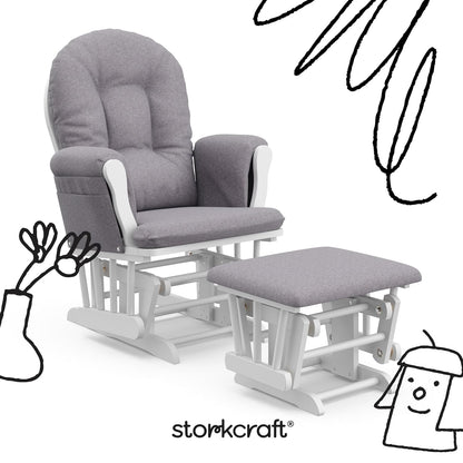 Premium Hoop Glider & Ottoman, Espresso/Gray Swirl - Colors A