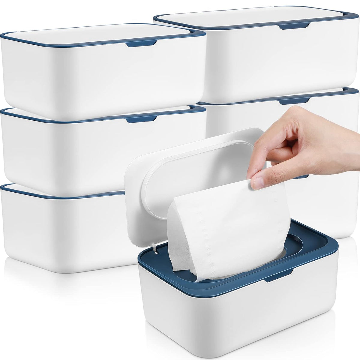 6 Pack Baby Wipes Dispenser with Lid Holde, Dark Gray