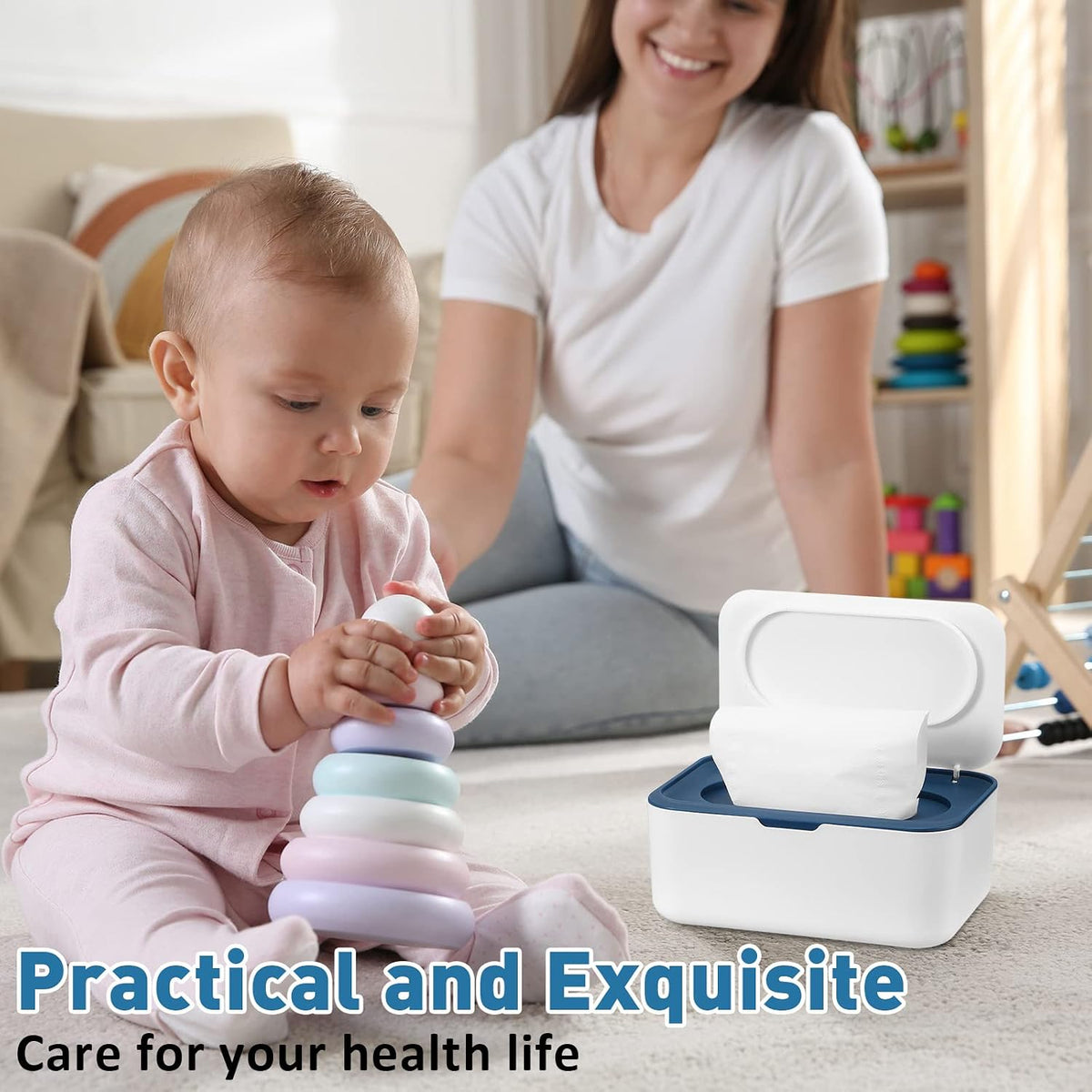 6 Pack Baby Wipes Dispenser with Lid Holde, Dark Gray
