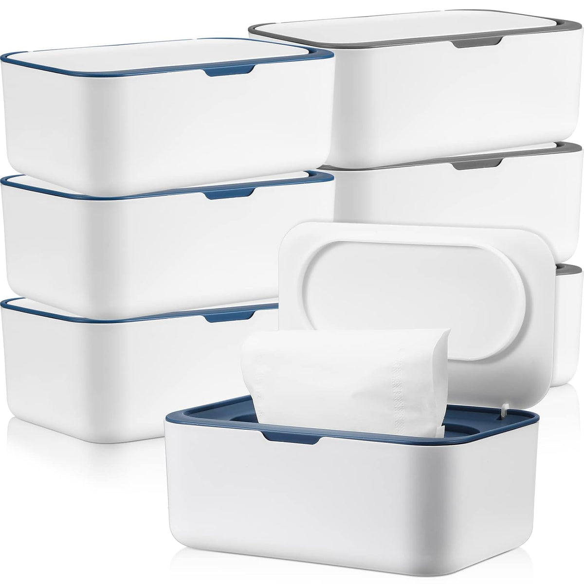 6 Pack Baby Wipes Dispenser with Lid Holde, Dark Gray