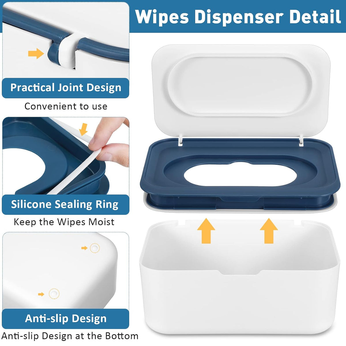6 Pack Baby Wipes Dispenser with Lid Holde, Dark Gray