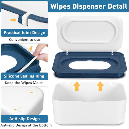 6 Pack Baby Wipes Dispenser with Lid Holde, Dark Gray