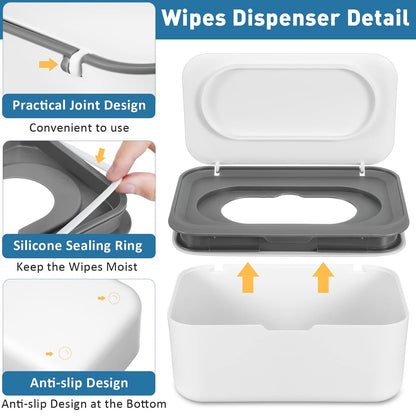 6 Pack Baby Wipes Dispenser with Lid Holde, Dark Gray
