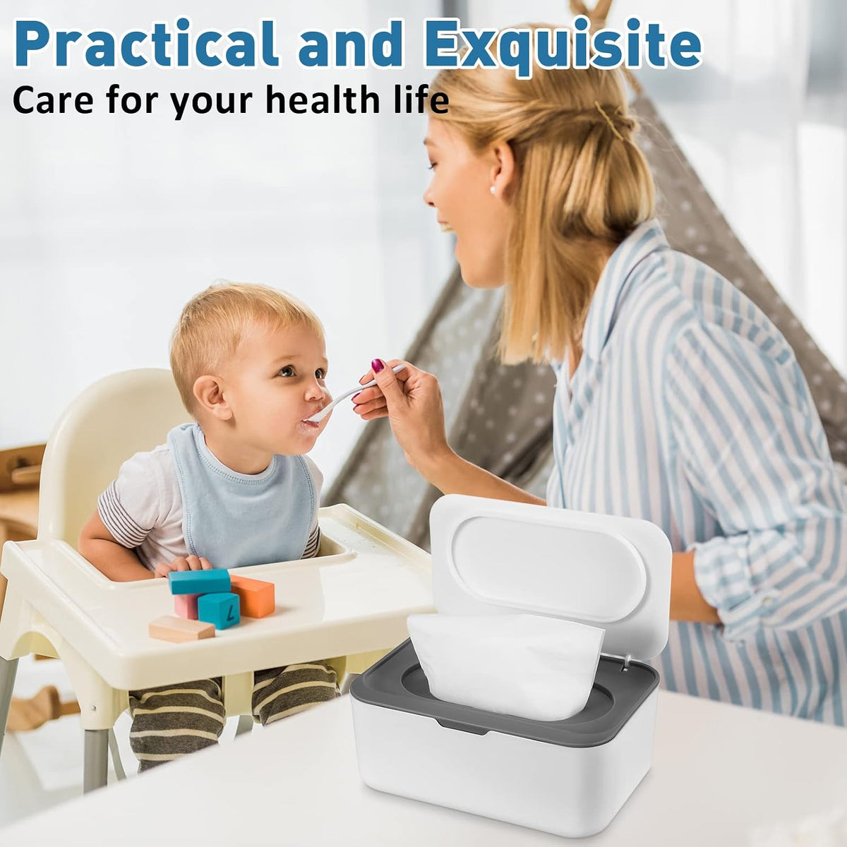 6 Pack Baby Wipes Dispenser with Lid Holde, Dark Gray