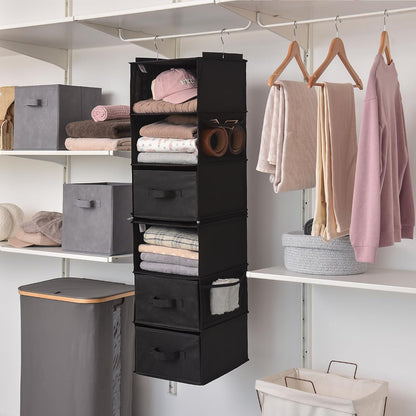 Hanging Closet Organizer, 5 Drawers, 6 Shelves, 6 Pockets, Gray
