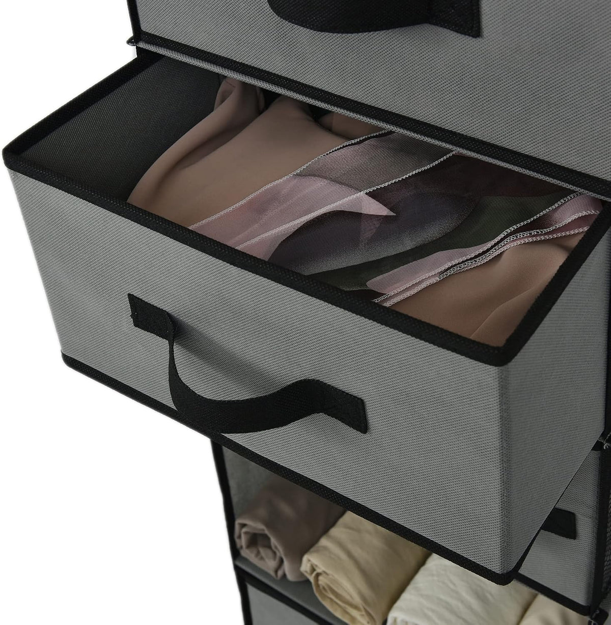 Hanging Closet Organizer, 5 Drawers, 6 Shelves, 6 Pockets, Gray