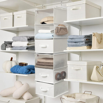 Hanging Closet Organizer, 5 Drawers, 6 Shelves, 6 Pockets, Gray