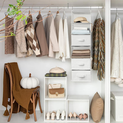 Hanging Closet Organizer, 5 Drawers, 6 Shelves, 6 Pockets, Gray