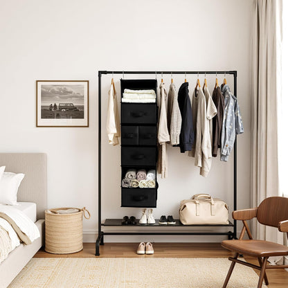 Hanging Closet Organizer, 5 Drawers, 6 Shelves, 6 Pockets, Gray