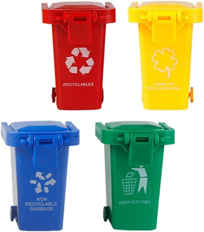 Kids Push Toy Vehicles Garbage Truck's Trash Cans Toys Mini Curbside Vehicle Garbage Bin