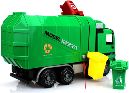 Kids Push Toy Vehicles Garbage Truck's Trash Cans Toys Mini Curbside Vehicle Garbage Bin