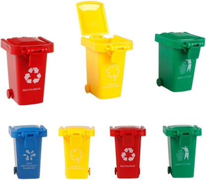 Kids Push Toy Vehicles Garbage Truck's Trash Cans Toys Mini Curbside Vehicle Garbage Bin
