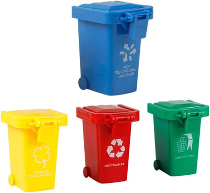 Kids Push Toy Vehicles Garbage Truck's Trash Cans Toys Mini Curbside Vehicle Garbage Bin