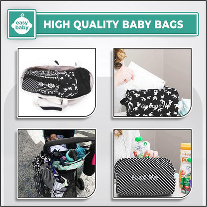 Diaper, Bottle, and Supplies - Organizer Pouches and Changing Pad - Change, Feed, Dress, and Clean Me (8 Pack Laguna) | Organizing Packing Tote Cubes for Baby Items