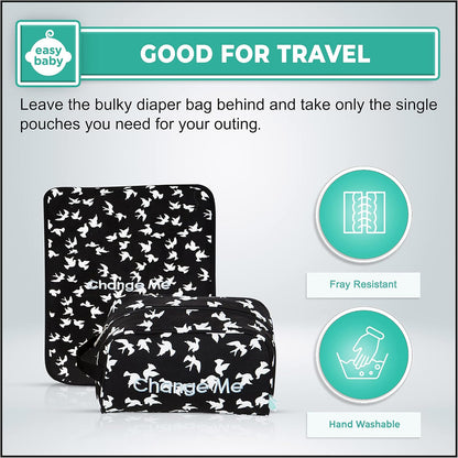 Diaper, Bottle, and Supplies - Organizer Pouches and Changing Pad - Change, Feed, Dress, and Clean Me (8 Pack Laguna) | Organizing Packing Tote Cubes for Baby Items