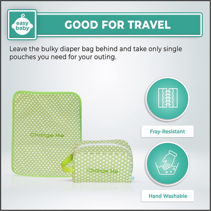 Diaper, Bottle, and Supplies - Organizer Pouches and Changing Pad - Change, Feed, Dress, and Clean Me (8 Pack Laguna) | Organizing Packing Tote Cubes for Baby Items