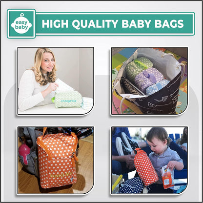 Diaper, Bottle, and Supplies - Organizer Pouches and Changing Pad - Change, Feed, Dress, and Clean Me (8 Pack Laguna) | Organizing Packing Tote Cubes for Baby Items