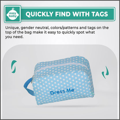 Diaper, Bottle, and Supplies - Organizer Pouches and Changing Pad - Change, Feed, Dress, and Clean Me (8 Pack Laguna) | Organizing Packing Tote Cubes for Baby Items