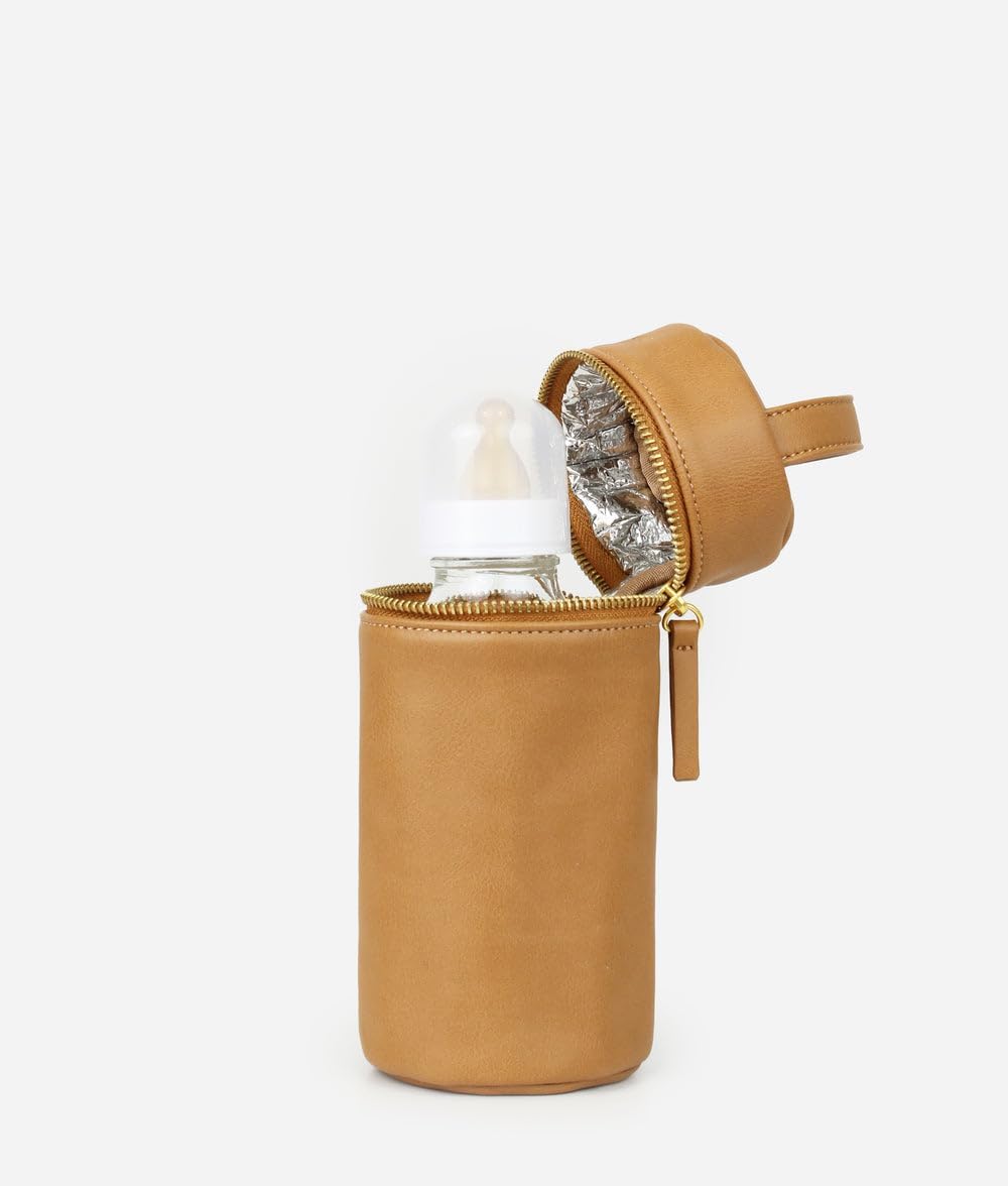 The Bottle Bag, Insulated Bottle Bag for Daycare, Travel and More, Premium Matte Faux Leather Insulated Bag, Cooler Bag Fits Most Standard Bottle Sizes, 4x3.5x7.5 inches