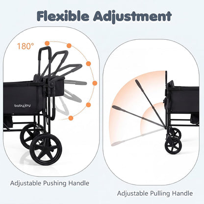 Wagon Stroller for 4 Kids, Foldable 4-Seater Stroller Wagon