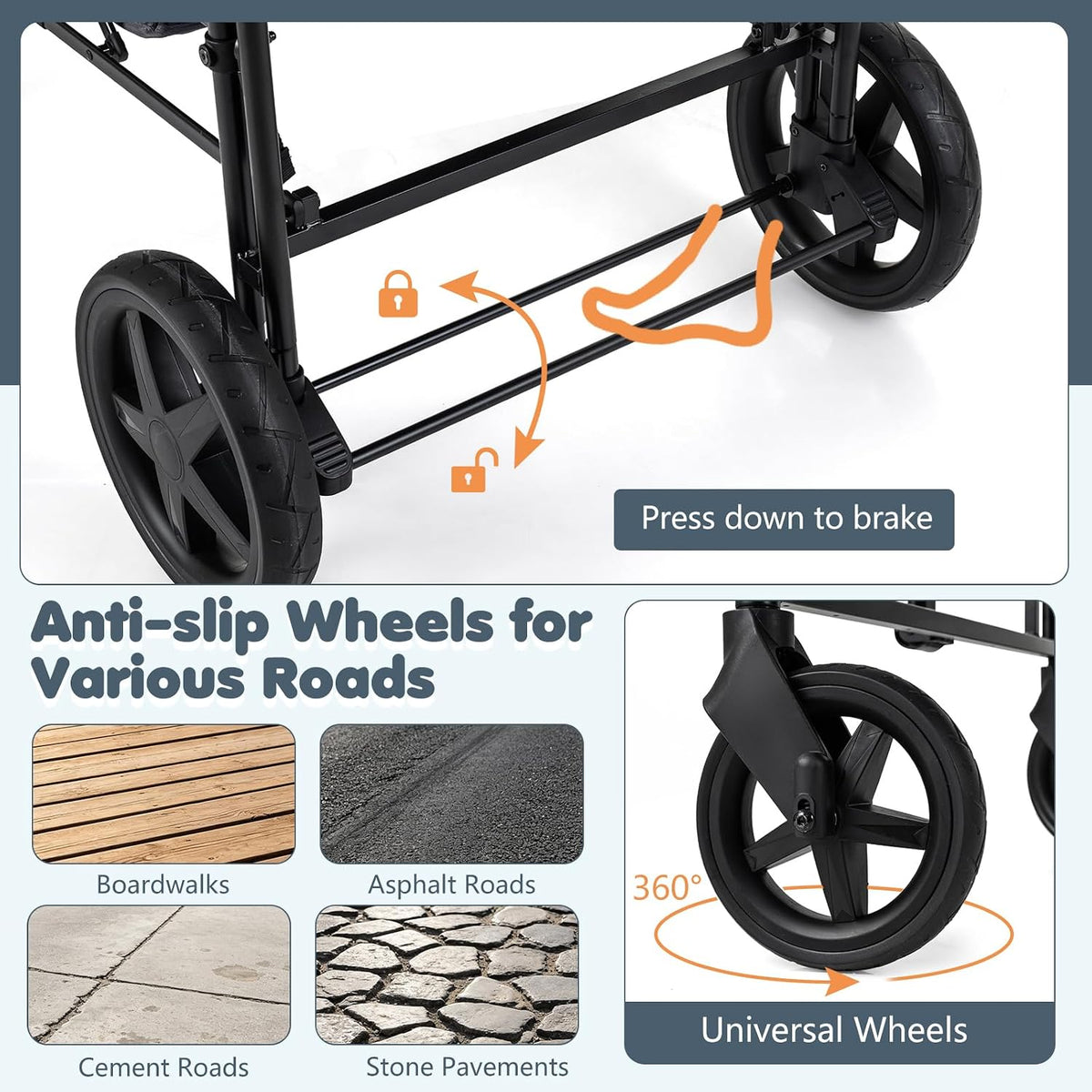 Wagon Stroller for 4 Kids, Foldable 4-Seater Stroller Wagon