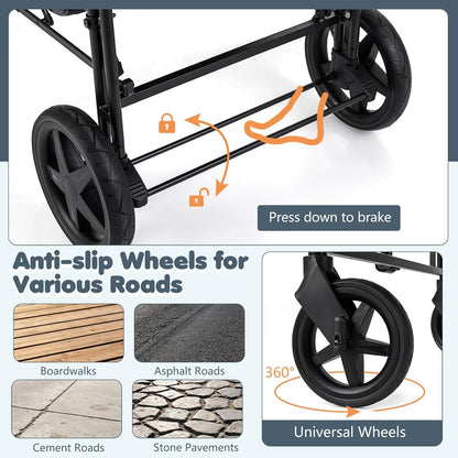 Wagon Stroller for 4 Kids, Foldable 4-Seater Stroller Wagon