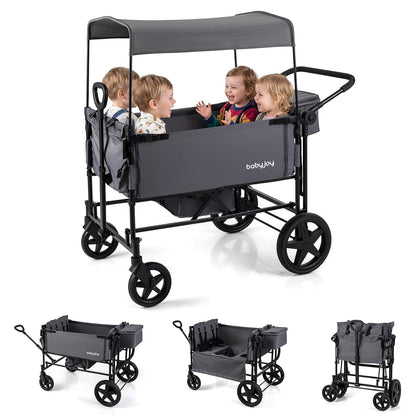 Wagon Stroller for 4 Kids, Foldable 4-Seater Stroller Wagon