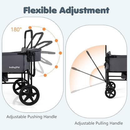 Wagon Stroller for 4 Kids, Foldable 4-Seater Stroller Wagon