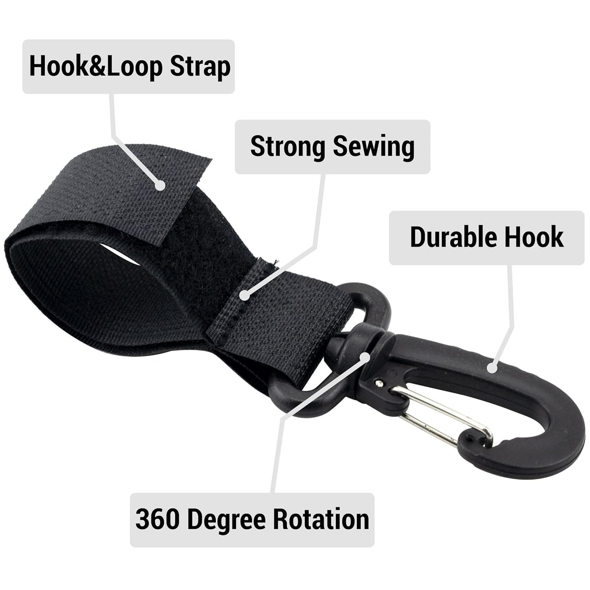 4 Pack Stroller Hooks Baby Stroller Hanging Clips Hook for Mommy Stroller Multipurpose Hooks Stroller Clip Straps for Hanging Diaper Bags Grocery Shopping Bags (Black)