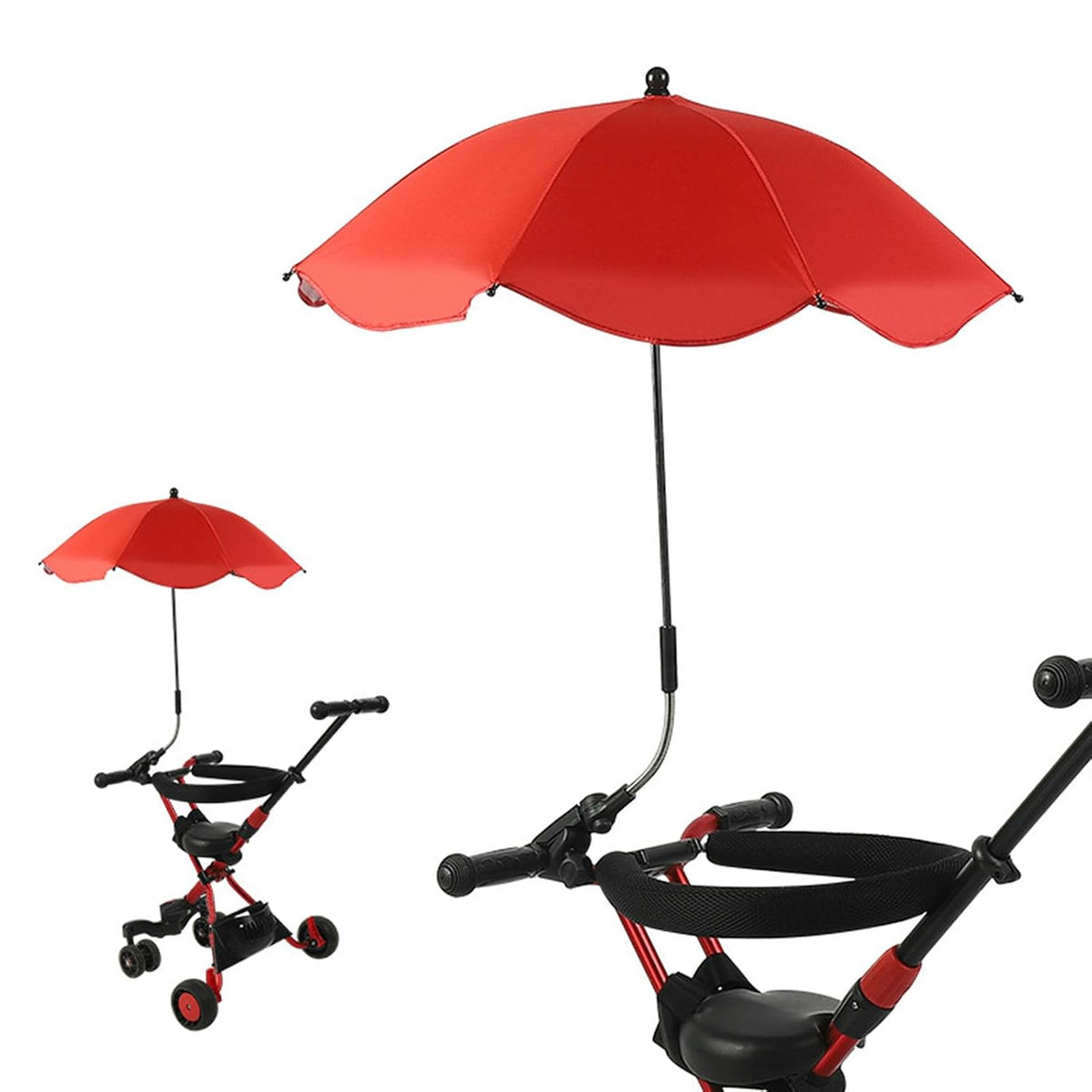 Baby Stroller Parasol, 14in Universal Umbrella with Clamp, 360 Degree Adjustable Stroller Sun Shade, Umbrella for Trolley, Bike, Wheelchair, Beach Chair (1#)