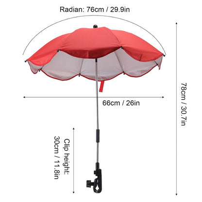 Baby Stroller Parasol, 14in Universal Umbrella with Clamp, 360 Degree Adjustable Stroller Sun Shade, Umbrella for Trolley, Bike, Wheelchair, Beach Chair (1#)