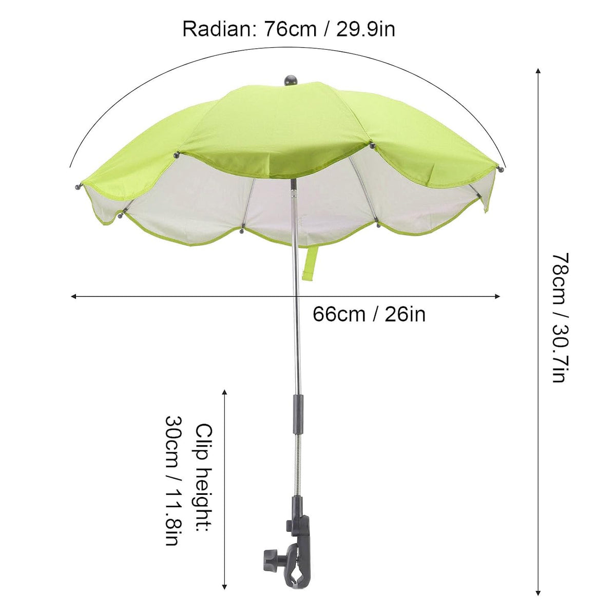 Baby Stroller Parasol, 14in Universal Umbrella with Clamp, 360 Degree Adjustable Stroller Sun Shade, Umbrella for Trolley, Bike, Wheelchair, Beach Chair (1#)