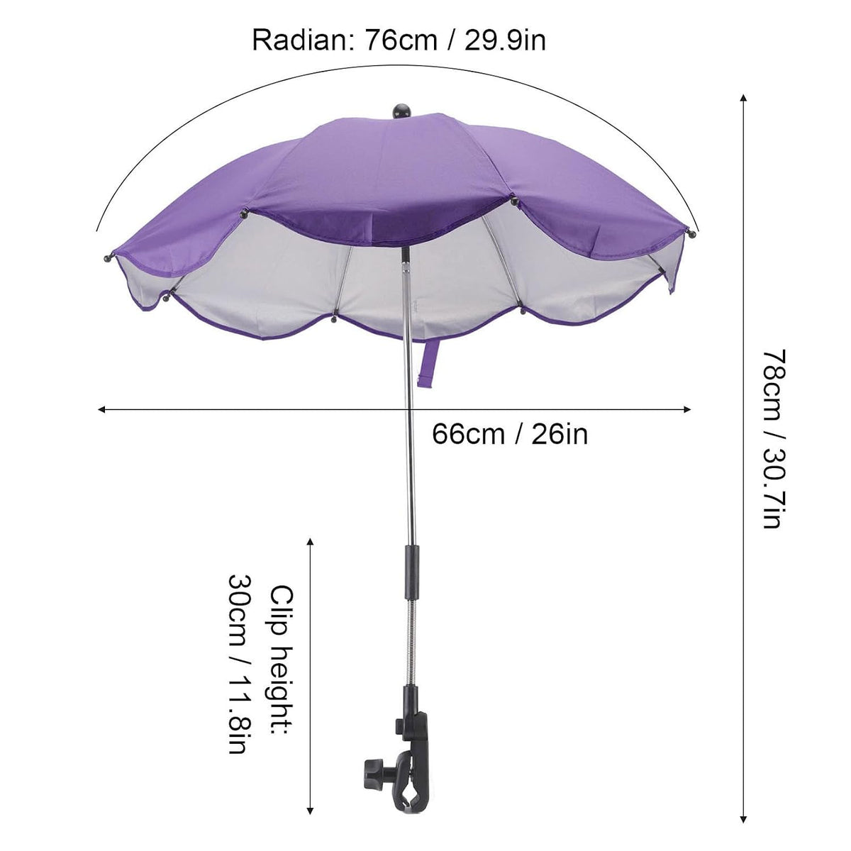 Baby Stroller Parasol, 14in Universal Umbrella with Clamp, 360 Degree Adjustable Stroller Sun Shade, Umbrella for Trolley, Bike, Wheelchair, Beach Chair (1#)