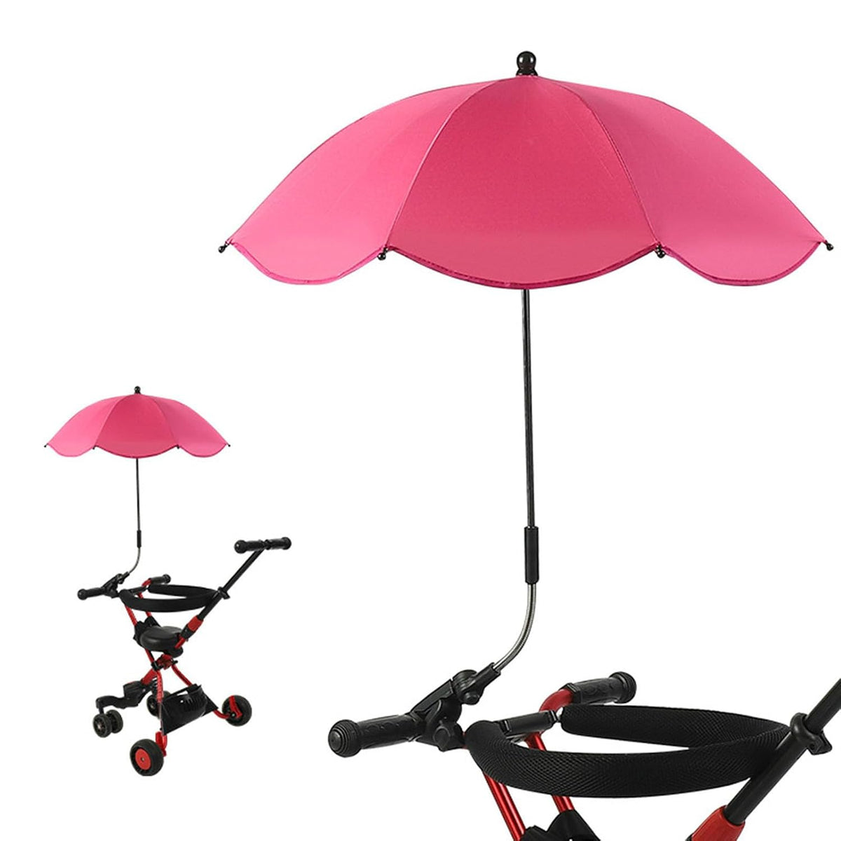 Baby Stroller Parasol, 14in Universal Umbrella with Clamp, 360 Degree Adjustable Stroller Sun Shade, Umbrella for Trolley, Bike, Wheelchair, Beach Chair (1#)