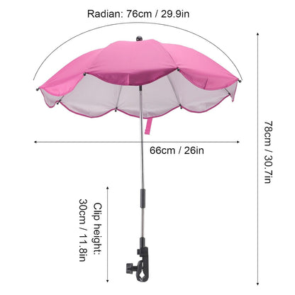 Baby Stroller Parasol, 14in Universal Umbrella with Clamp, 360 Degree Adjustable Stroller Sun Shade, Umbrella for Trolley, Bike, Wheelchair, Beach Chair (1#)