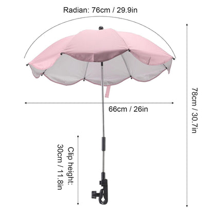 Baby Stroller Parasol, 14in Universal Umbrella with Clamp, 360 Degree Adjustable Stroller Sun Shade, Umbrella for Trolley, Bike, Wheelchair, Beach Chair (1#)