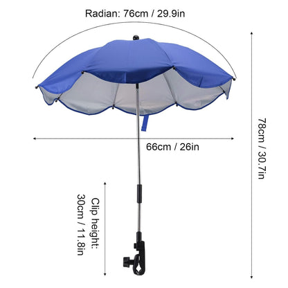 Baby Stroller Parasol, 14in Universal Umbrella with Clamp, 360 Degree Adjustable Stroller Sun Shade, Umbrella for Trolley, Bike, Wheelchair, Beach Chair (1#)