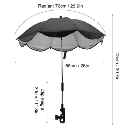 Baby Stroller Parasol, 14in Universal Umbrella with Clamp, 360 Degree Adjustable Stroller Sun Shade, Umbrella for Trolley, Bike, Wheelchair, Beach Chair (1#)