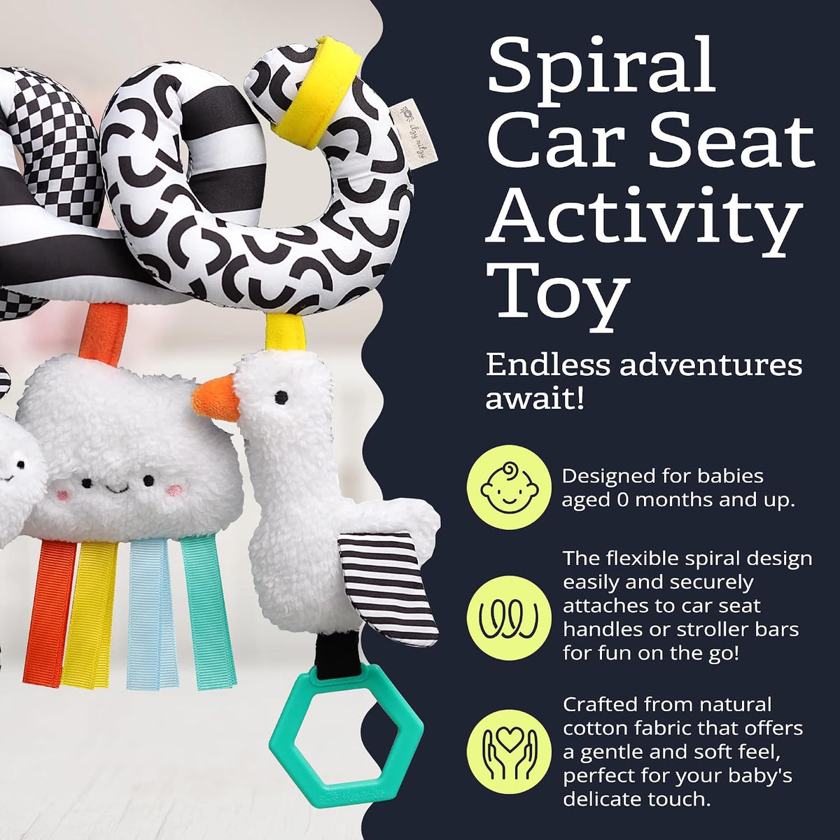 Spiral Car Seat & Stroller Activity Toy, 0 Months Up (Veggie)