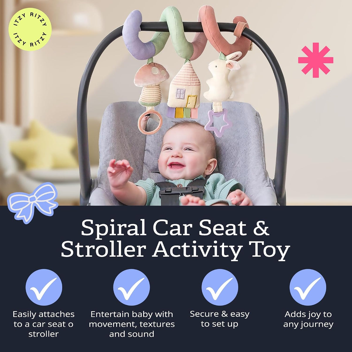 Spiral Car Seat & Stroller Activity Toy, 0 Months Up (Veggie)