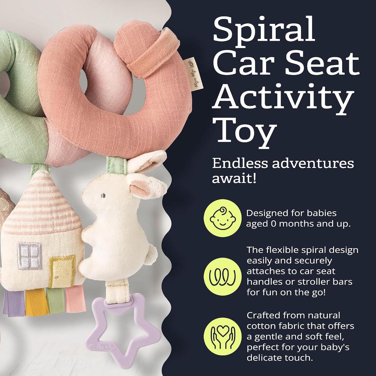 Spiral Car Seat & Stroller Activity Toy, 0 Months Up (Veggie)