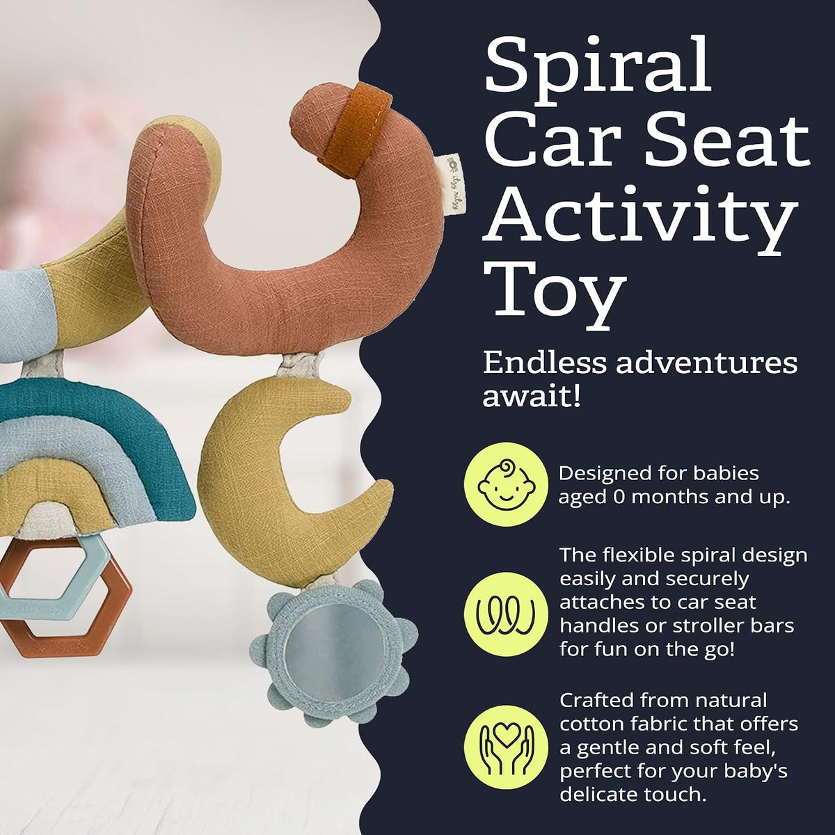 Spiral Car Seat & Stroller Activity Toy, 0 Months Up (Veggie)