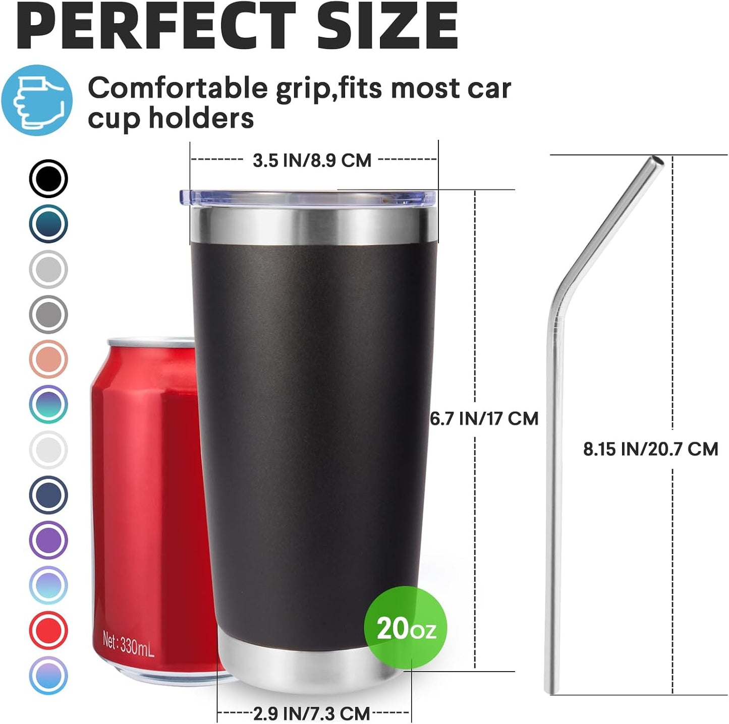 Volhoply 20oz Stainless Steel Tumbler with Lid and Straw,Double Wall Insulated Travel Iced Coffee Mug Fits Cup Holder,Powder Coated Cups for Hot and Cold Drinks,Gifts for Women Men（Purple Bule,1 Set）
