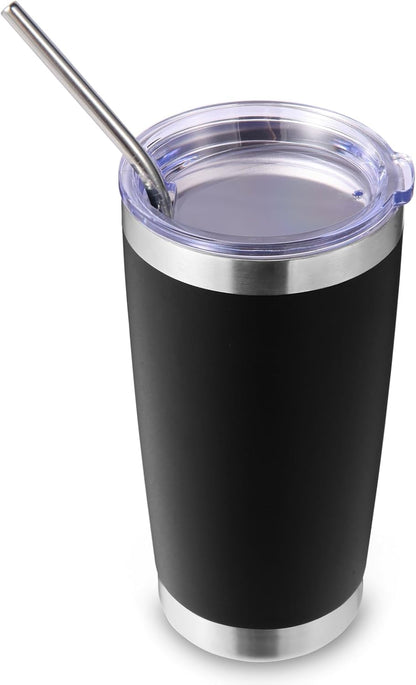 Volhoply 20oz Stainless Steel Tumbler with Lid and Straw,Double Wall Insulated Travel Iced Coffee Mug Fits Cup Holder,Powder Coated Cups for Hot and Cold Drinks,Gifts for Women Men（Purple Bule,1 Set）