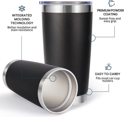 Volhoply 20oz Stainless Steel Tumbler with Lid and Straw,Double Wall Insulated Travel Iced Coffee Mug Fits Cup Holder,Powder Coated Cups for Hot and Cold Drinks,Gifts for Women Men（Purple Bule,1 Set）