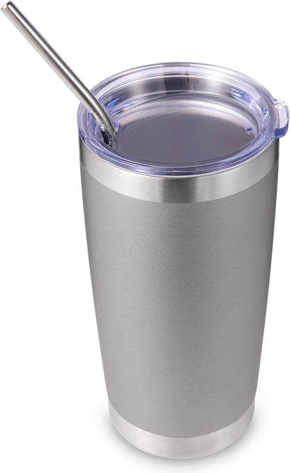 Volhoply 20oz Stainless Steel Tumbler with Lid and Straw,Double Wall Insulated Travel Iced Coffee Mug Fits Cup Holder,Powder Coated Cups for Hot and Cold Drinks,Gifts for Women Men（Purple Bule,1 Set）