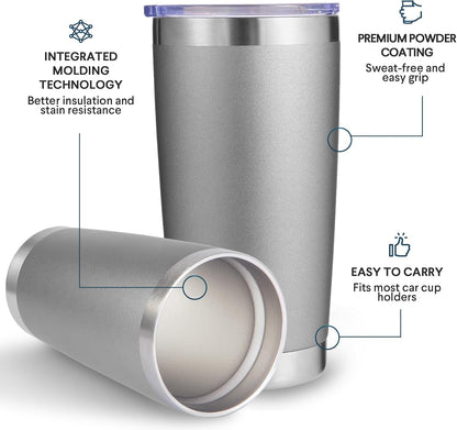 Volhoply 20oz Stainless Steel Tumbler with Lid and Straw,Double Wall Insulated Travel Iced Coffee Mug Fits Cup Holder,Powder Coated Cups for Hot and Cold Drinks,Gifts for Women Men（Purple Bule,1 Set）