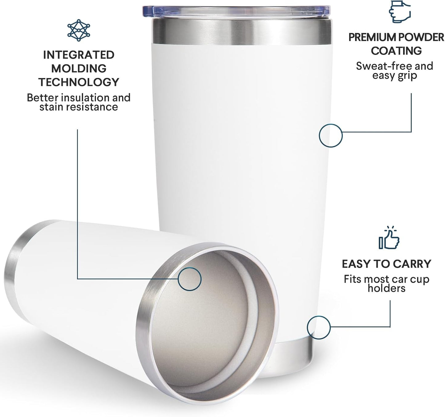 Volhoply 20oz Stainless Steel Tumbler with Lid and Straw,Double Wall Insulated Travel Iced Coffee Mug Fits Cup Holder,Powder Coated Cups for Hot and Cold Drinks,Gifts for Women Men（Purple Bule,1 Set）